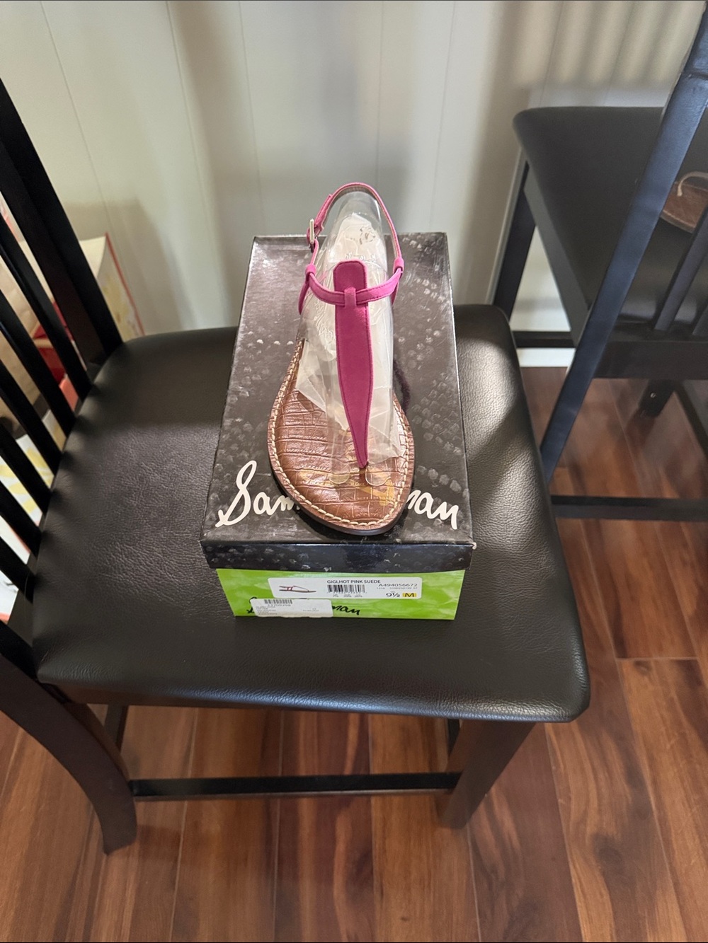 Sam Edelman Pink T-Strap Sandal with Brown Footbed